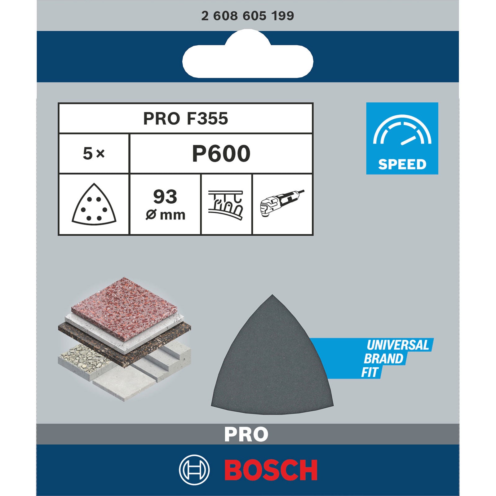 Bosch PRO F355 arkusz ścierny 93 mm 600 - 2608605199 - 4