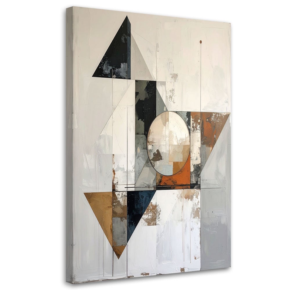 Obraz do salonu sypialni biura, Abstrakcja geometryczna w bieli szarości beżu 60x90