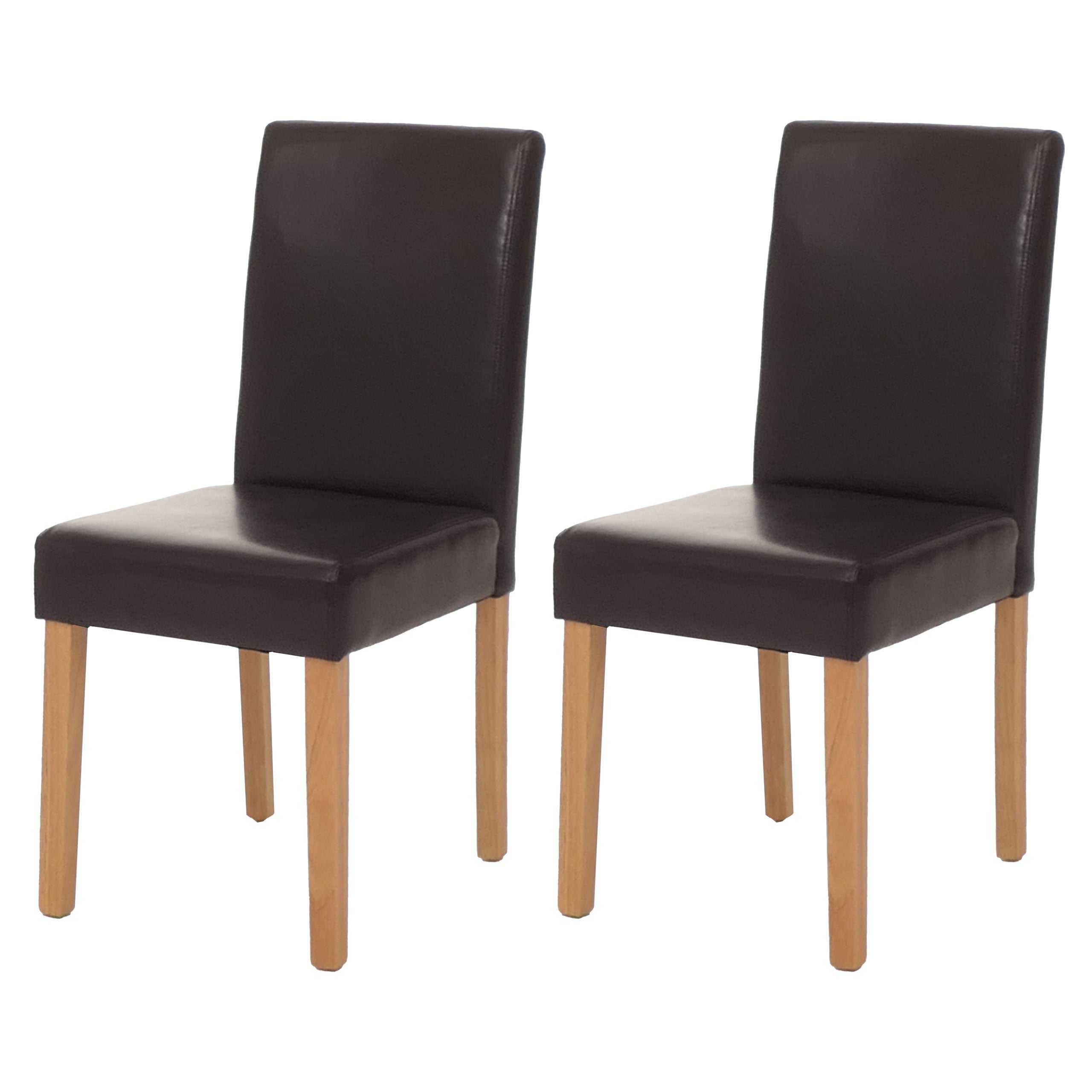 Zestaw 2 krzeseł do jadalni Krzesło kuchenne Littau ~ Skóra, brązowy, jasne nogi