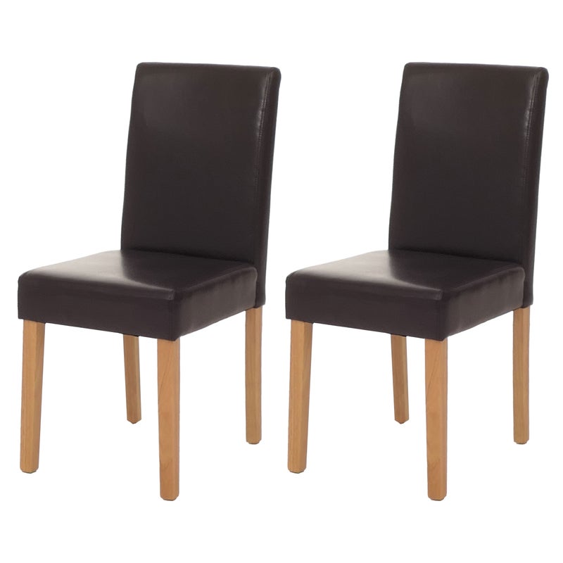 Zestaw 2 krzeseł do jadalni Krzesło kuchenne Littau ~ Skóra, brązowy, jasne nogi