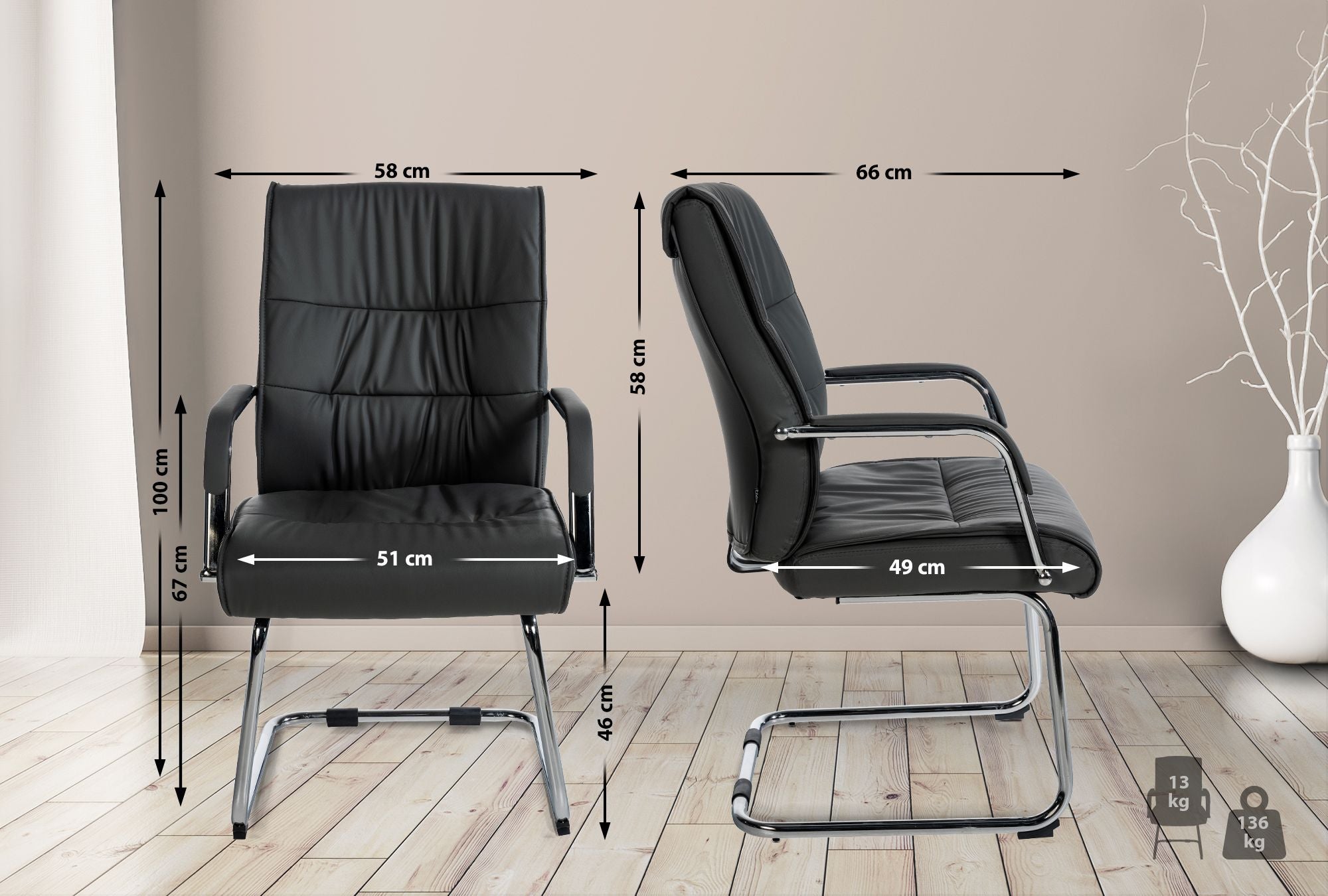 Chaise visiteur Sievert noir - 2