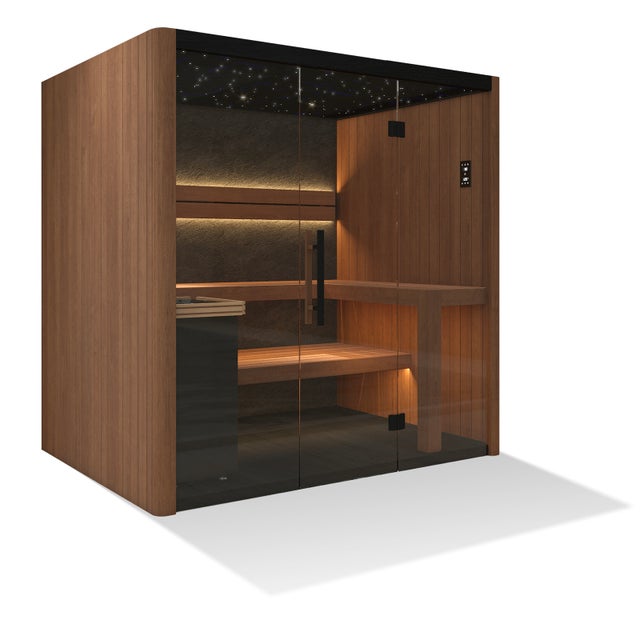 Sauna finlandais intérieur pour 4 personnes, 6 kW, Wi-Fi, couleur sombre, spa, à domicile