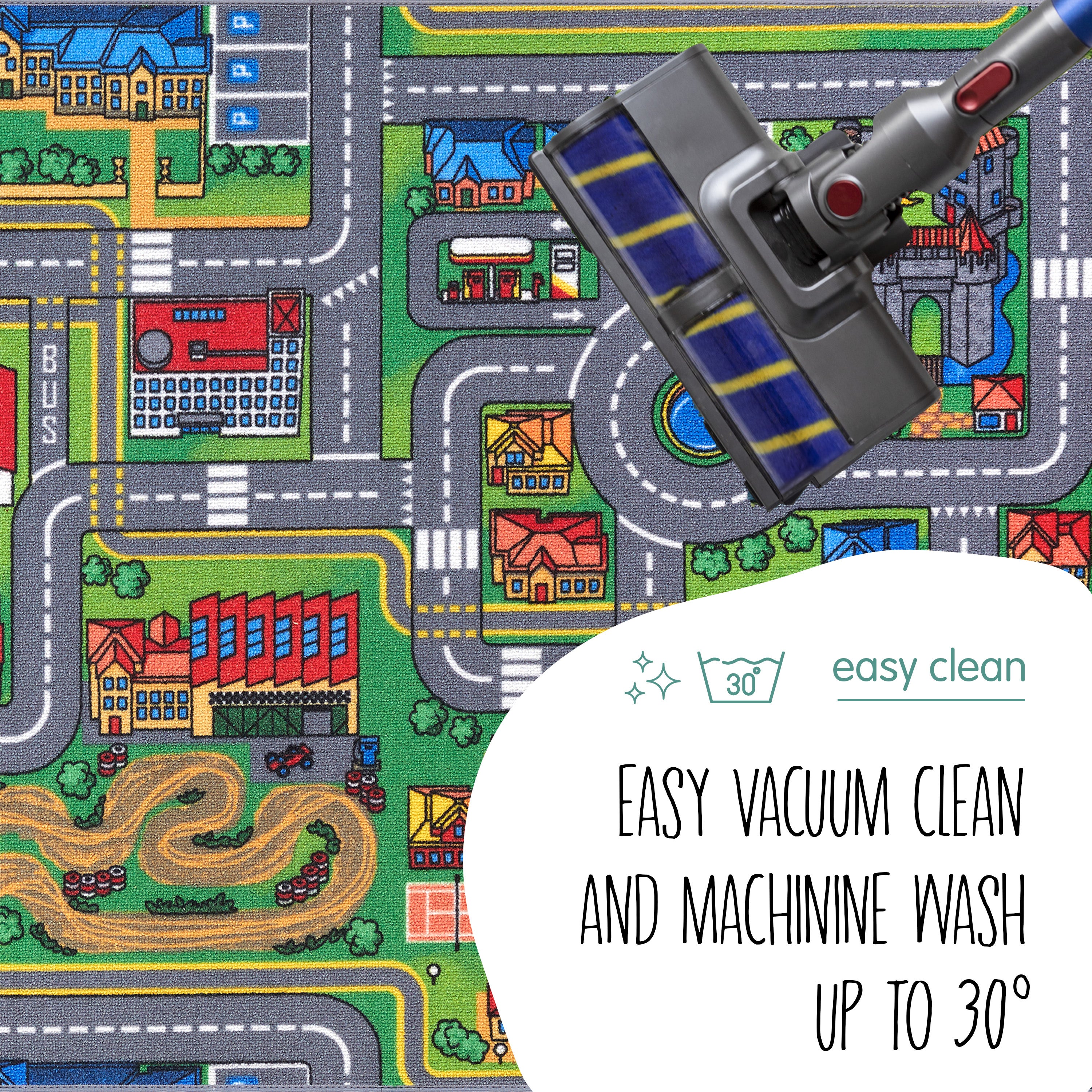 Carpet Studio Tapis de Jeu Enfant 95x133cm, Playcity, Tapis Circuit Voiture, Lavable, Antidérapant - 6