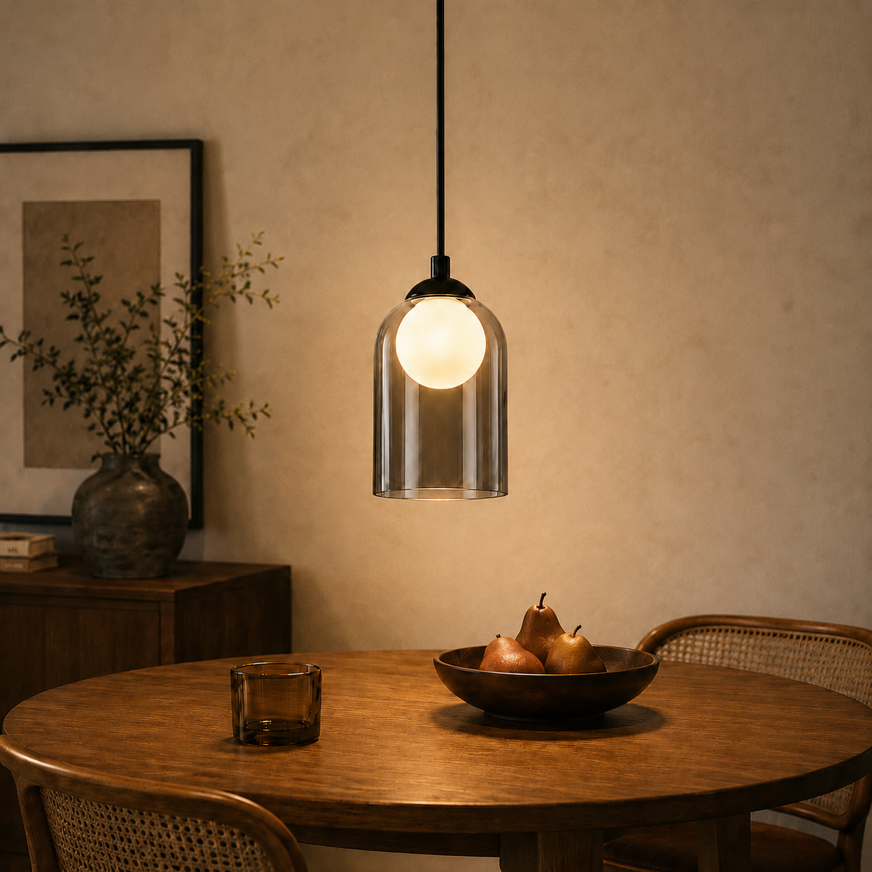ZMH Czarna, 1-punktowa lampa wisząca do jadalni ze szkła G9 w stylu vintage