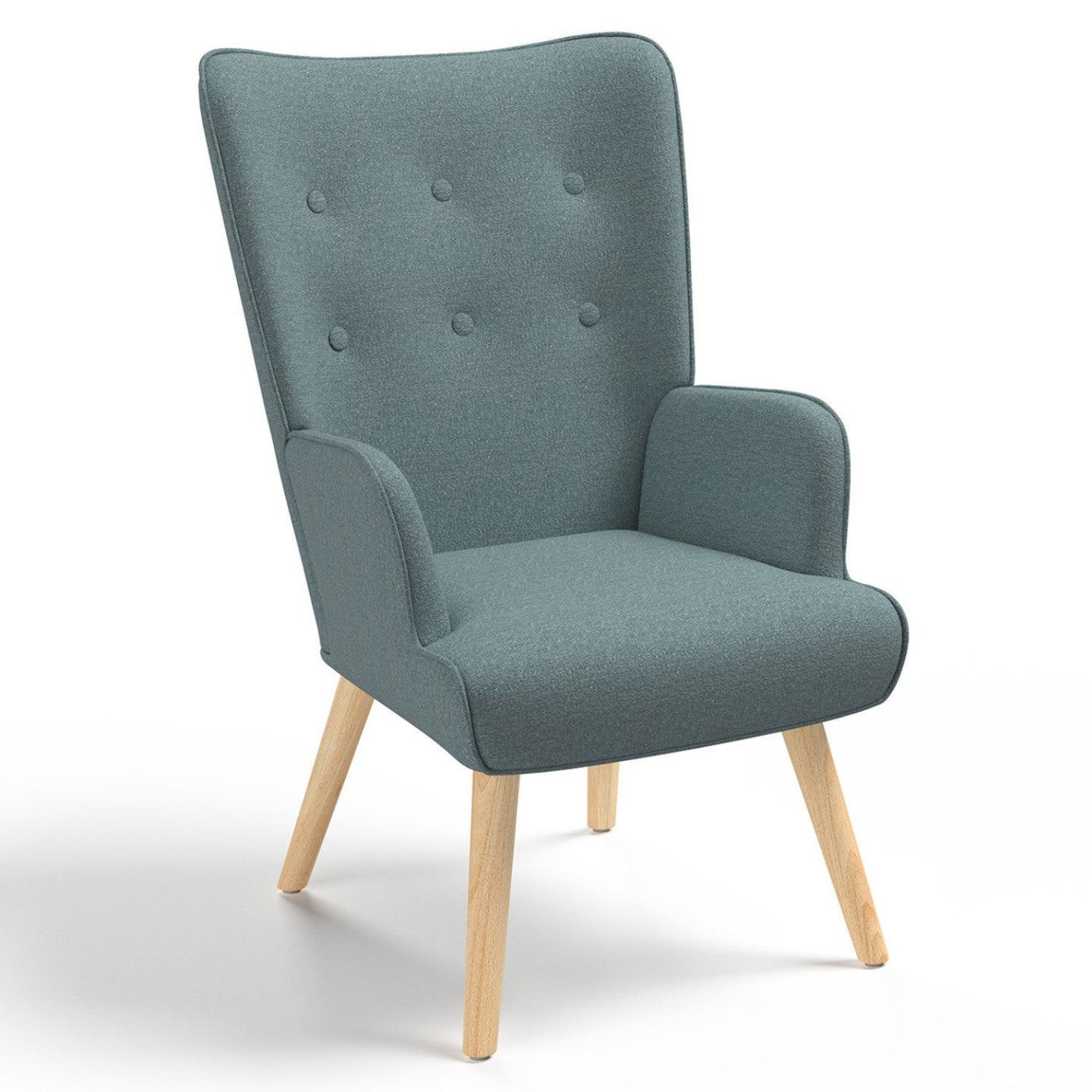 Fauteuil scandinave IVAR en tissu vert eucalyptus - 2