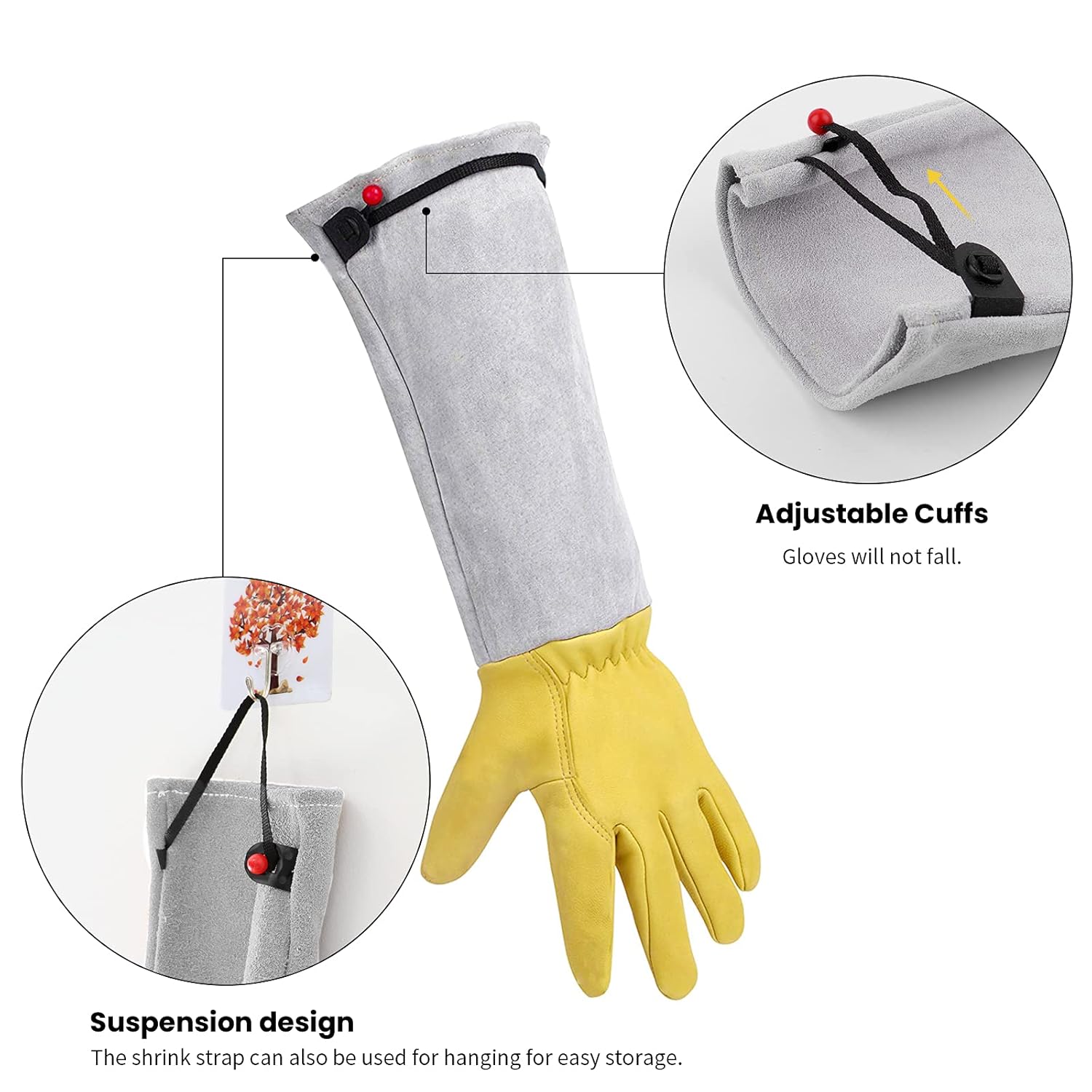 Gants Jardinage Femme/ Homme Gants De Jardinage Cuir - Cadeau Jardinage Outillage Gants Anti Coupure Gants Rosiers Epineux Outils Jardinage Gant (S) - 2