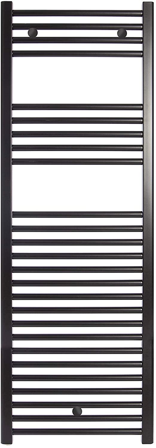 Fácula - Radiatore Asciugamani ad Acqua Ocean Nero 1420x500mm | 3 supporti+purge | Connessioni 3x1/2