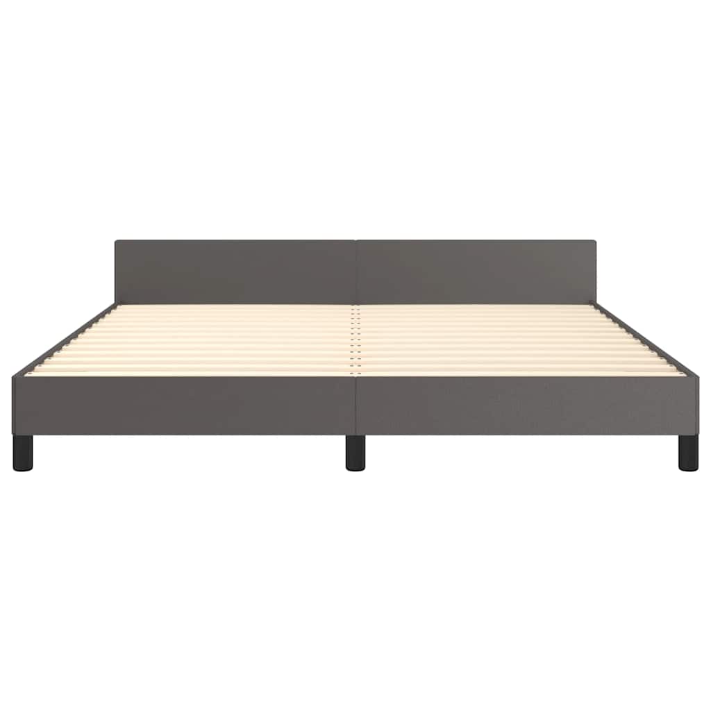 Cadre de lit avec tête de lit sans matelas gris 160 x 200 cm - 5
