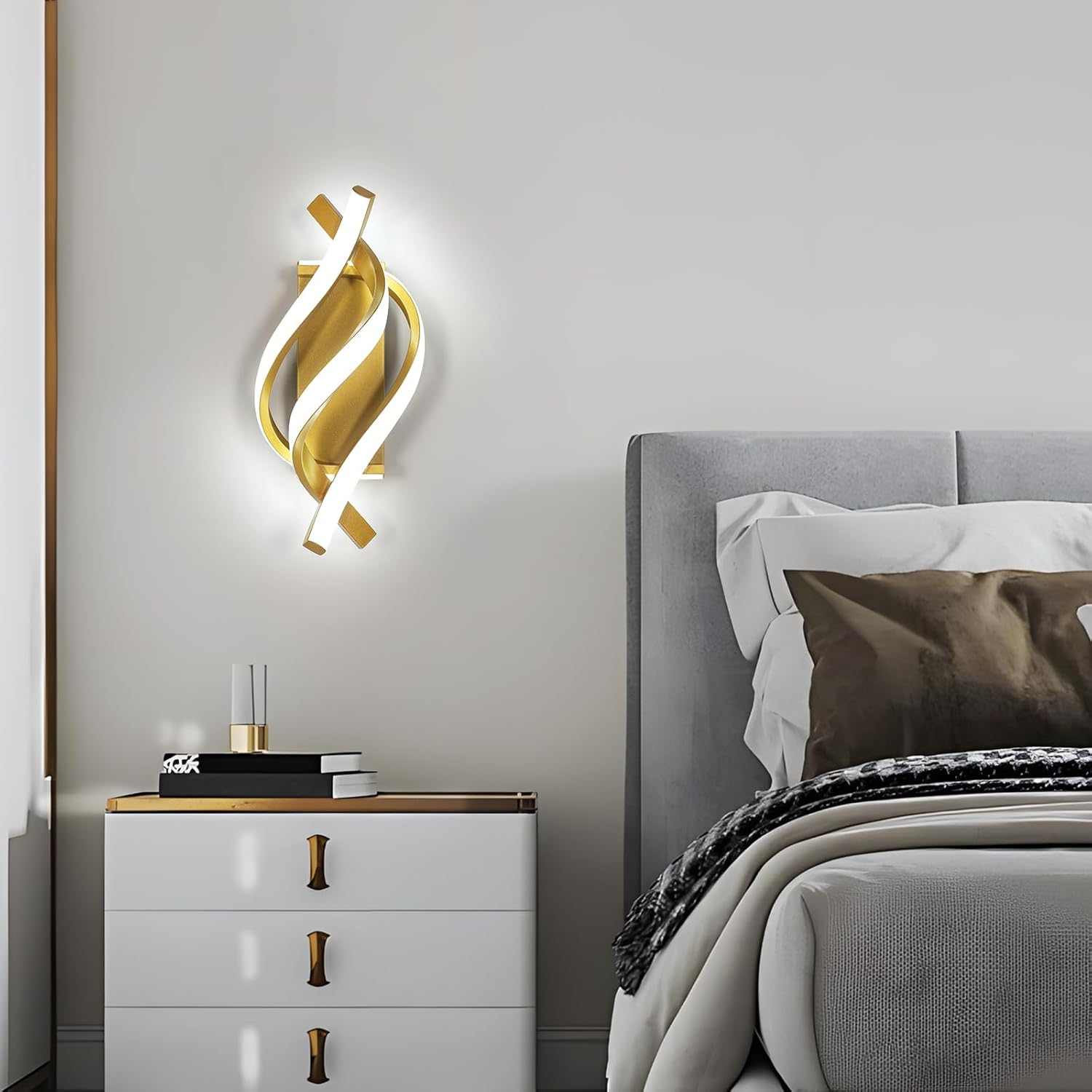 Applique Da Parete LED 12W - 2 Pezzi, 3000K Giallo Caldo, Per Camera Da Letto E Soggiorno - Foto 4