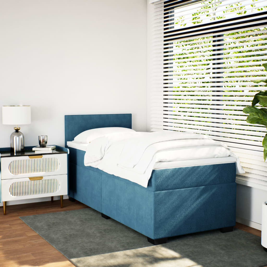 Sommier à lattes de lit avec matelas bleu 100x200 cm — COMFORTXL - 5
