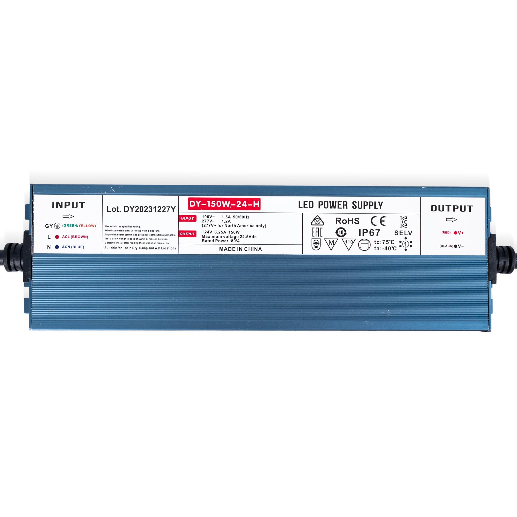 Alimentation LED 24V étanche 150W extra-plate - 6.3A - IP67 - 2