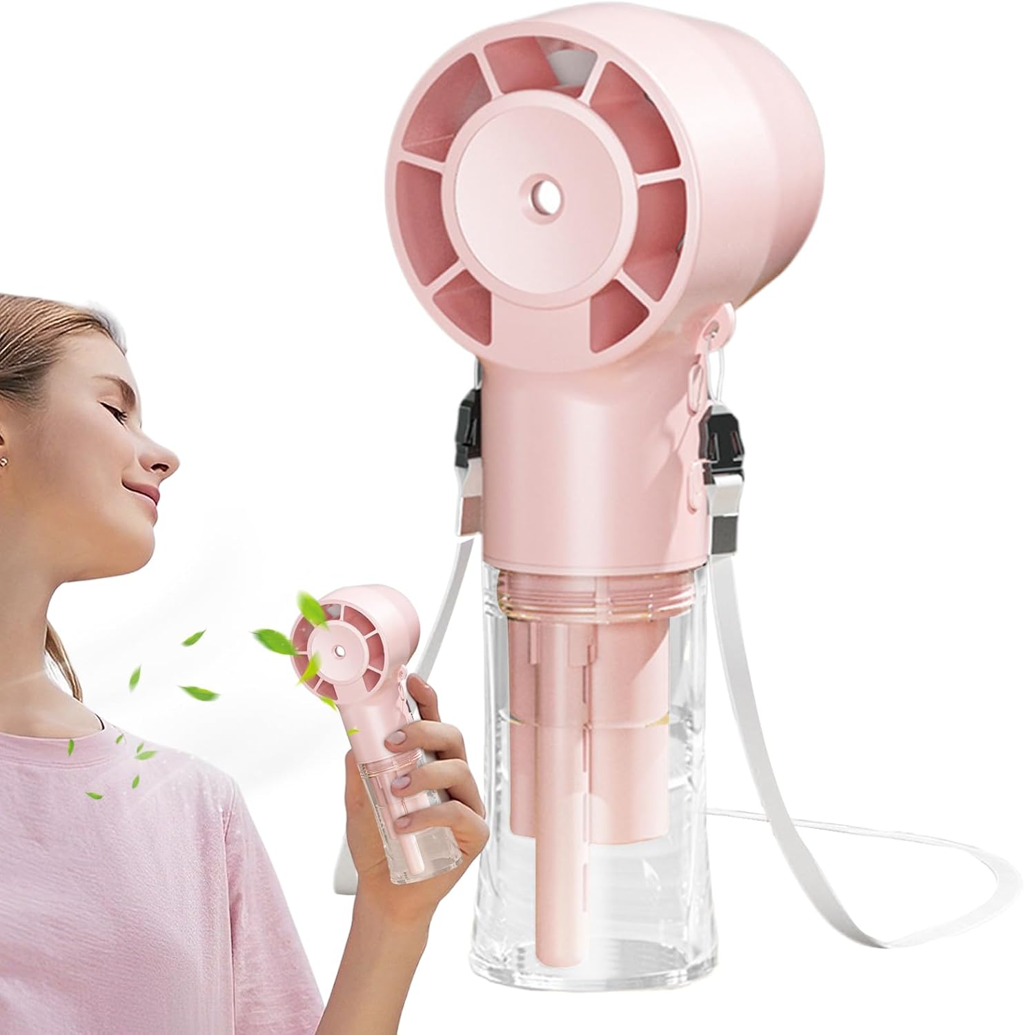 Przenośny wentylator | Akumulatorowy wentylator z funkcją mgiełki, akumulator 1200 mAh | Chłodziarka powietrza do aktywności na świeżym powietrzu w u