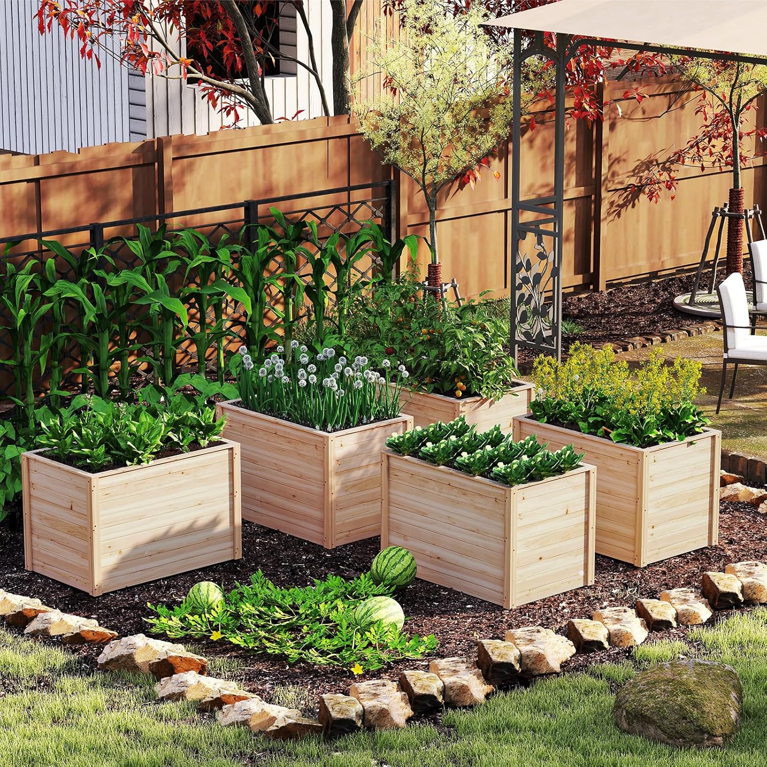 Carré potager en bois de pin traité XXL 30 - 200 x 80 x 30 cm - Hortalia