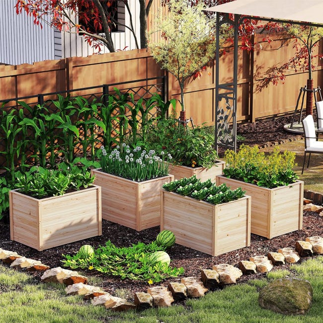 Carré potager en bois de pin traité XXL 30 - 200 x 80 x 30 cm - Hortalia Carré potager en bois de pin traité XXL 30 - 200 x 80 x 30 cm - Hortalia