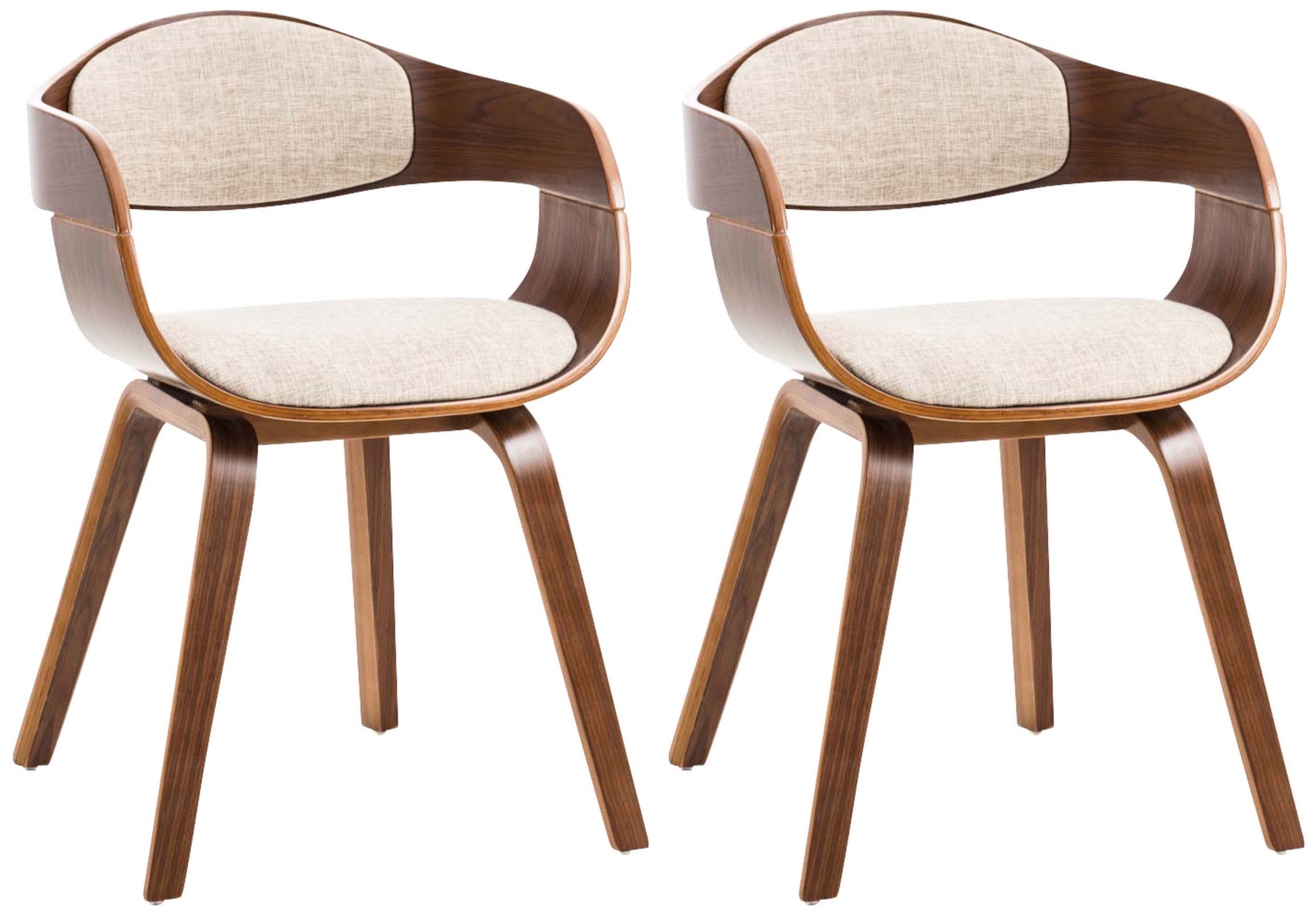 Lot de 2 chaises de salle à manger Kingston en Tissu Noyer / Crème