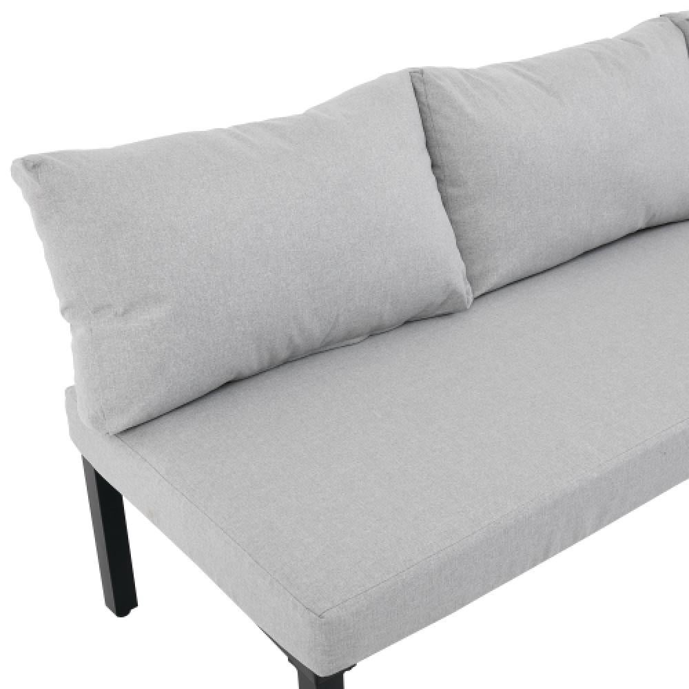 Garten-Essgruppe 6 places modulable avec cadre en acier galvanisé et table intégrée pour jardin gris - 7