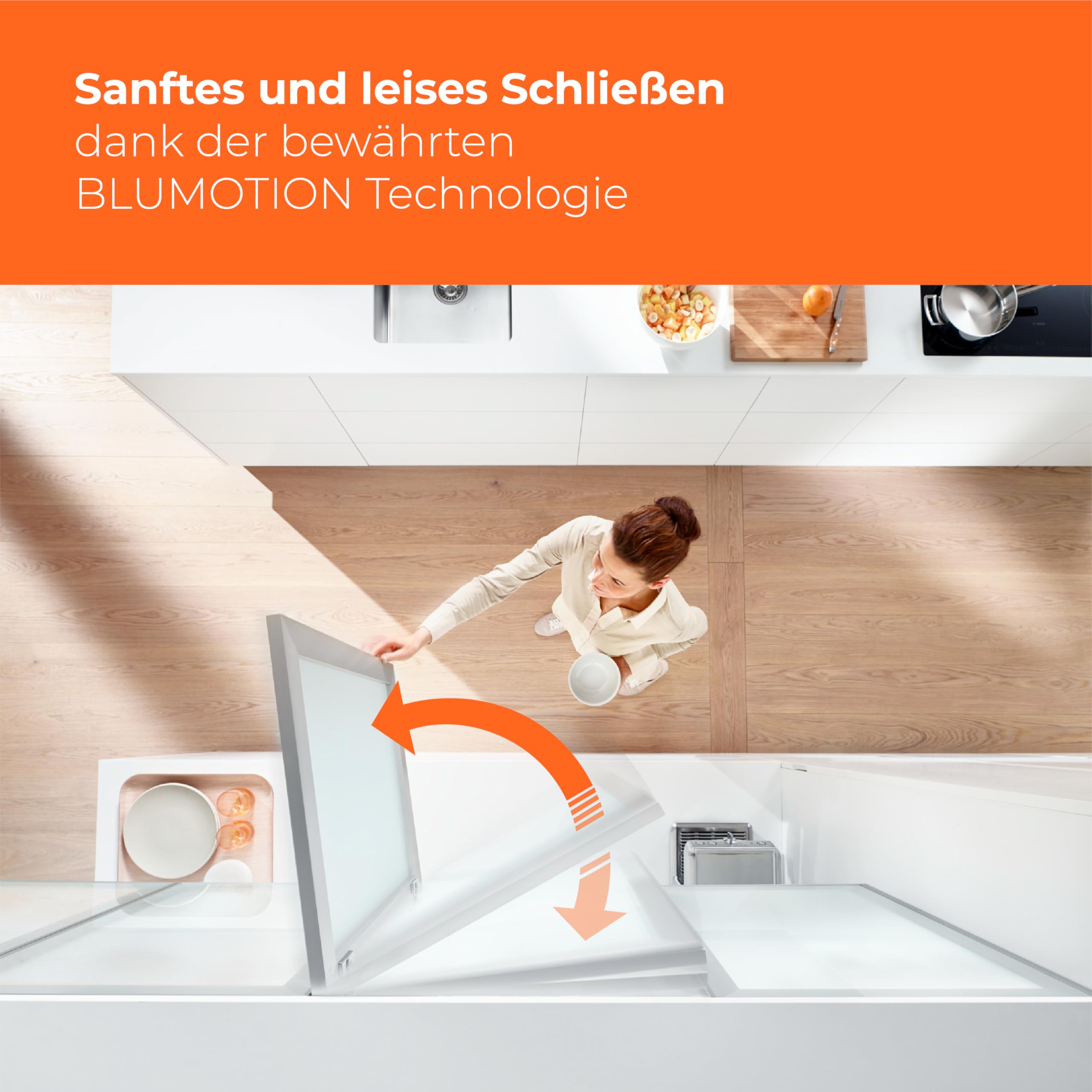 BLUM CLIP TOP BLUMOTION - 2 cerniere per mobili a 110°, dritte con molla, viti, arresto angolare + clip blu, piastra di montaggio a croce eccentrica, - 3