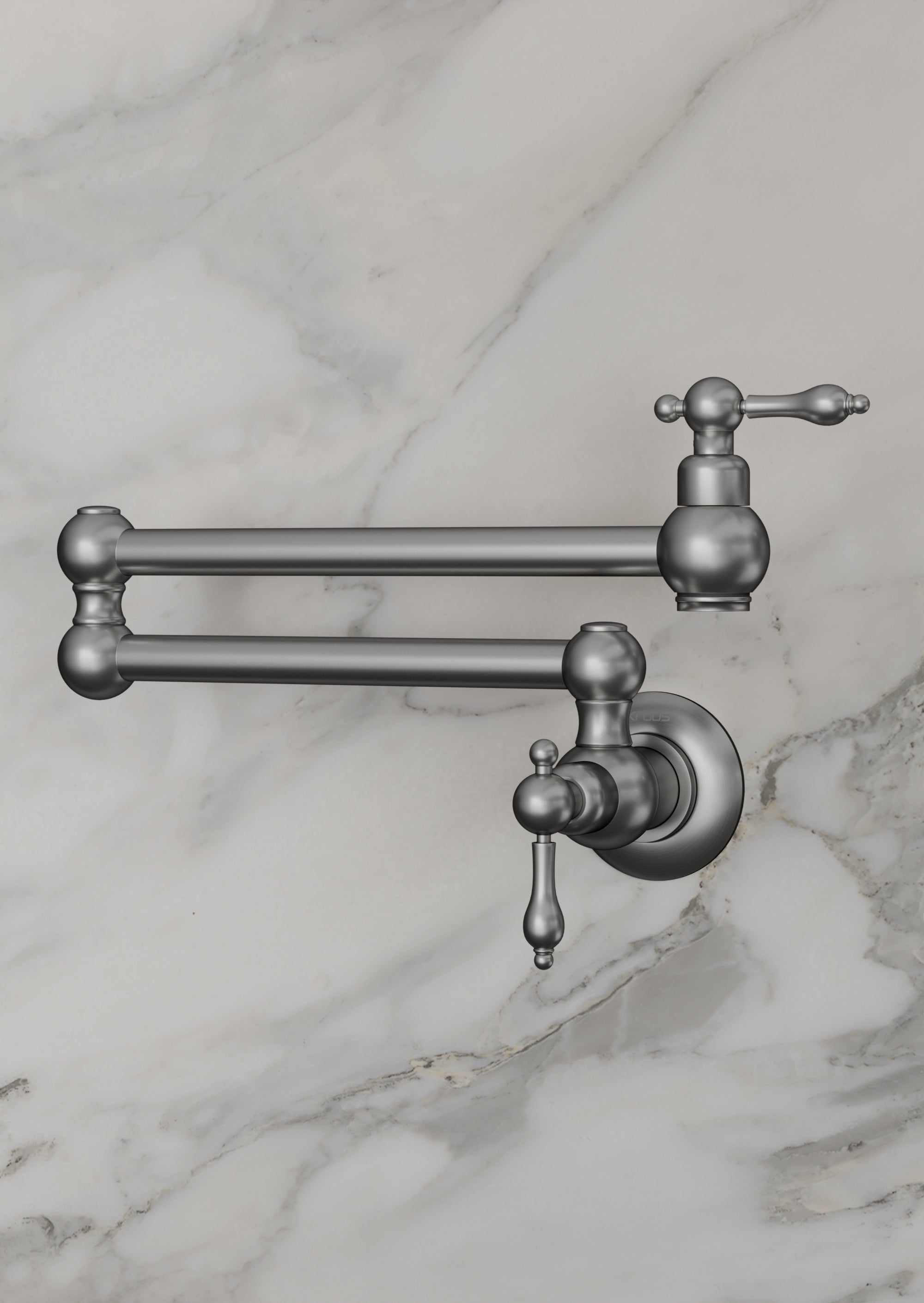 Grifo de cocina mural escamoteable con dos y dos articulaciones