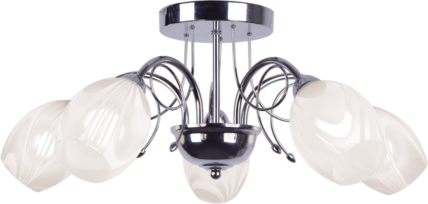 Lampa wisząca Malibu chromowana biała 5xE14x40W wym: 23 x 51 x 51 cm metal Kaja