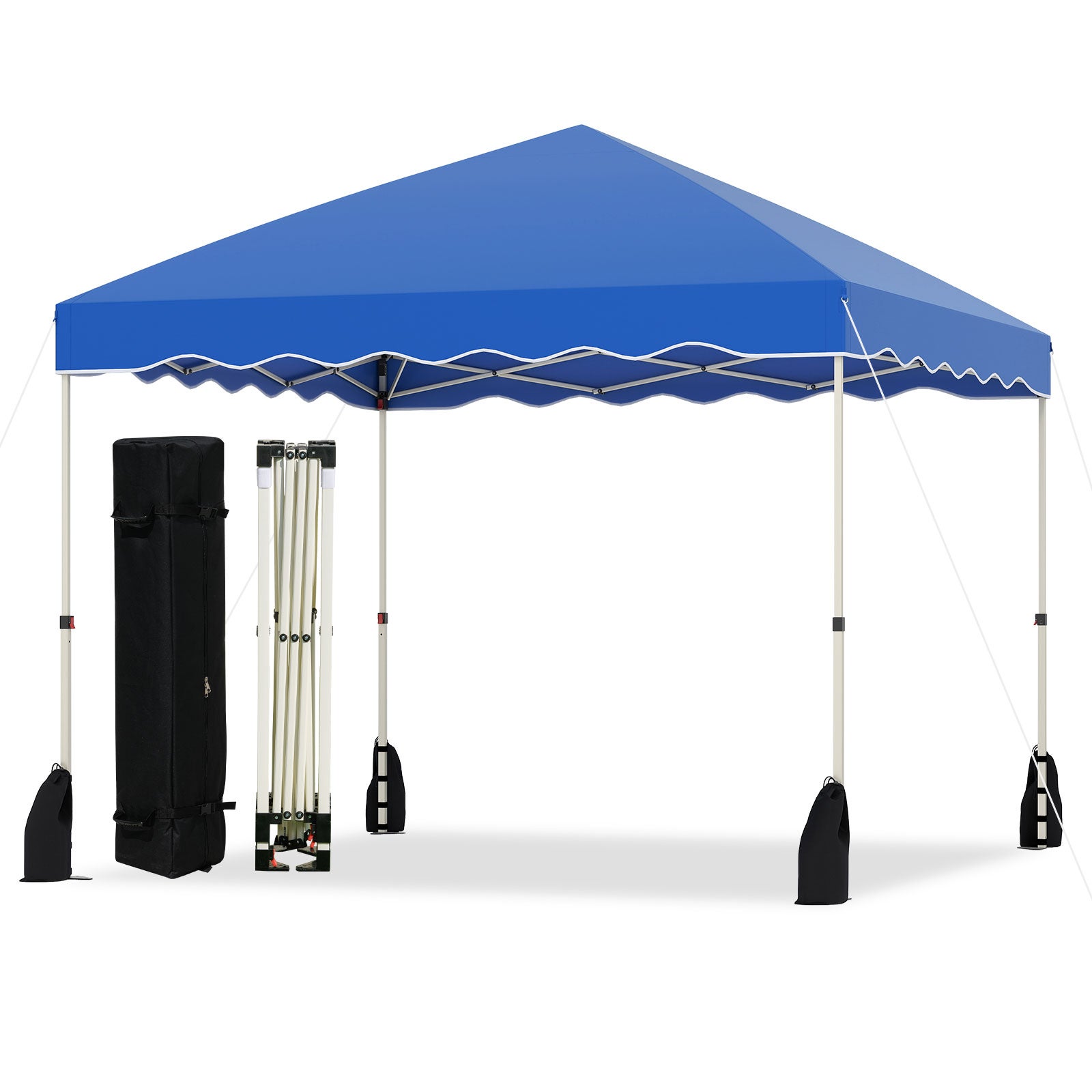 Pawilon składany 3 x 3 m, wodoszczelny, z torbą na rolkę, w zestawie 4 liny wiatrowe i 4 worki na piasek i 8 śledzi, pawilon ogrodowy na imprezy