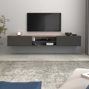 Mobile Porta Tv Linea MUNDI Con 2 Ante E 2 Ribalte,  LxAxP 240x51x40 50 Cm Colore Rovere Oak Miele E Bianco Laccato Made In Italy 91533596