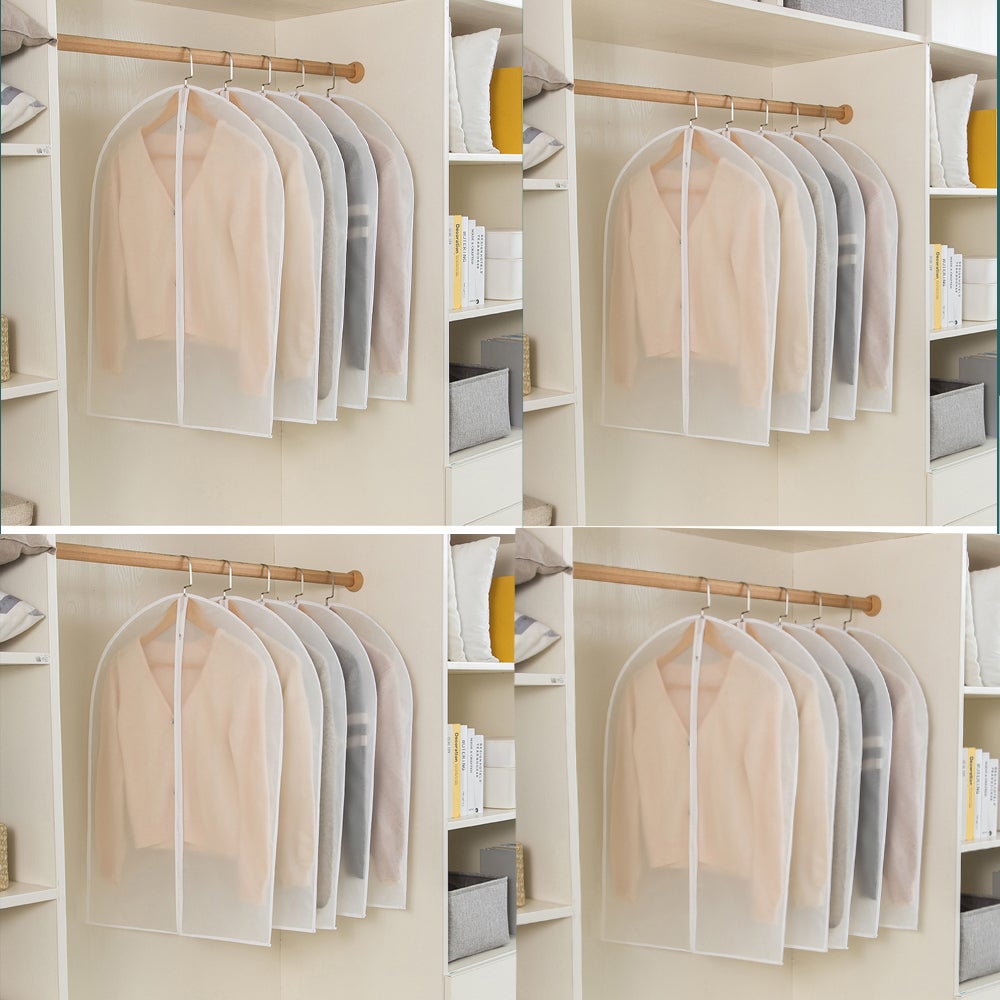 Półprzezroczysta, wisząca torba na ubrania z zamkiem błyskawicznym, pyłoszczelna, wodoodporna i zabezpieczająca przed roztoczami, 16 toreb, 60 x 120