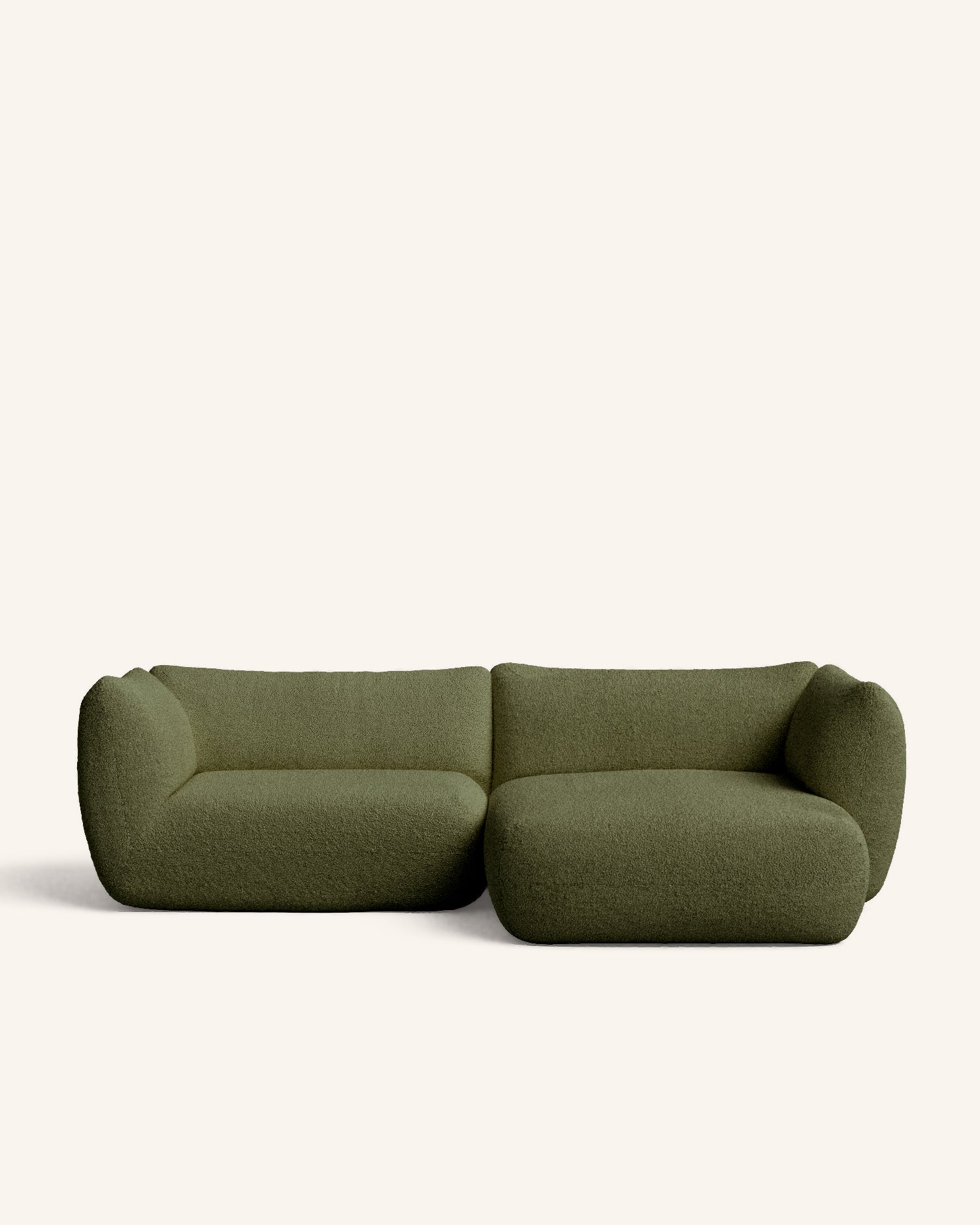 Arnau sofá chaise longue derecho verde bouclé 260 x 148 cm hannun