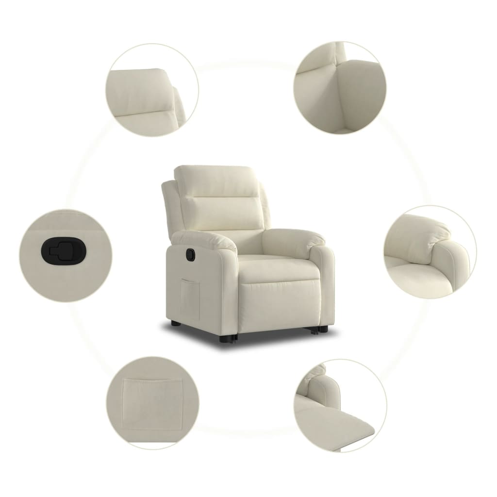 Fauteuil inclinable Crème Velours - 8