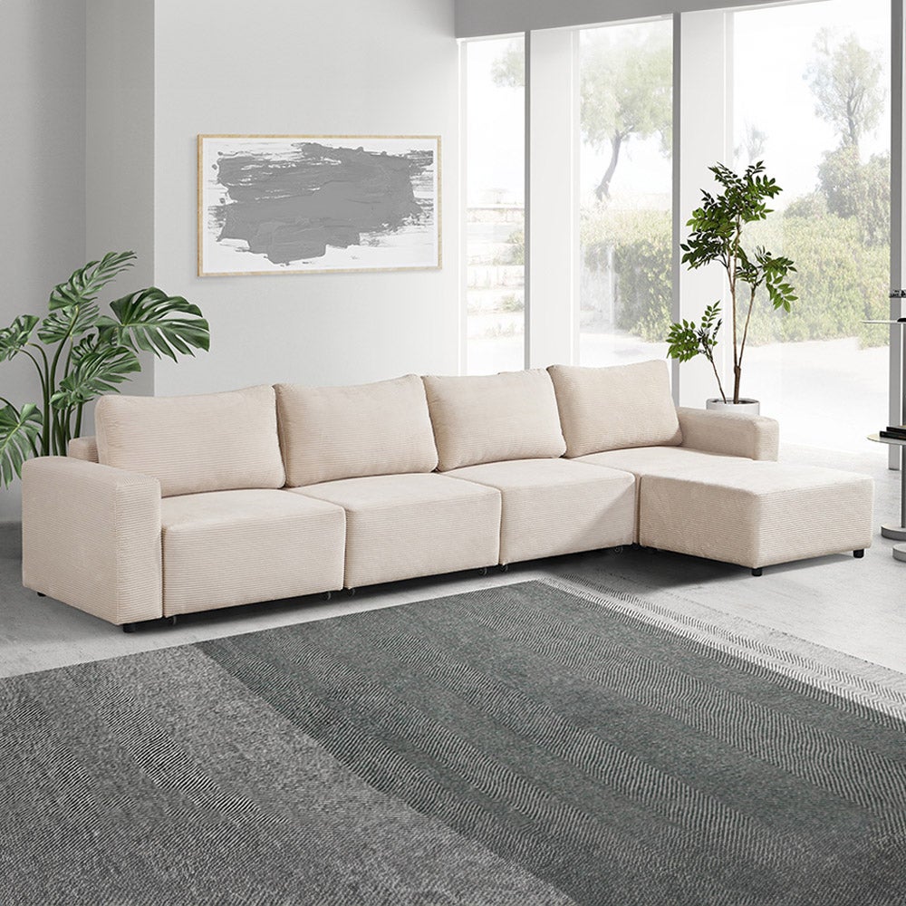 Canapé lit modulable HOME DELUXE VINA - Beige 380 x 168 cm | Leroy Merlin