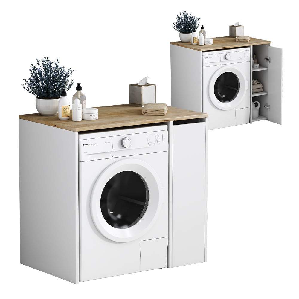 Vicco Armario para lavadora Lavik, Blanco, 93.5 x 88.5 cm con 3 compartimentos - 7