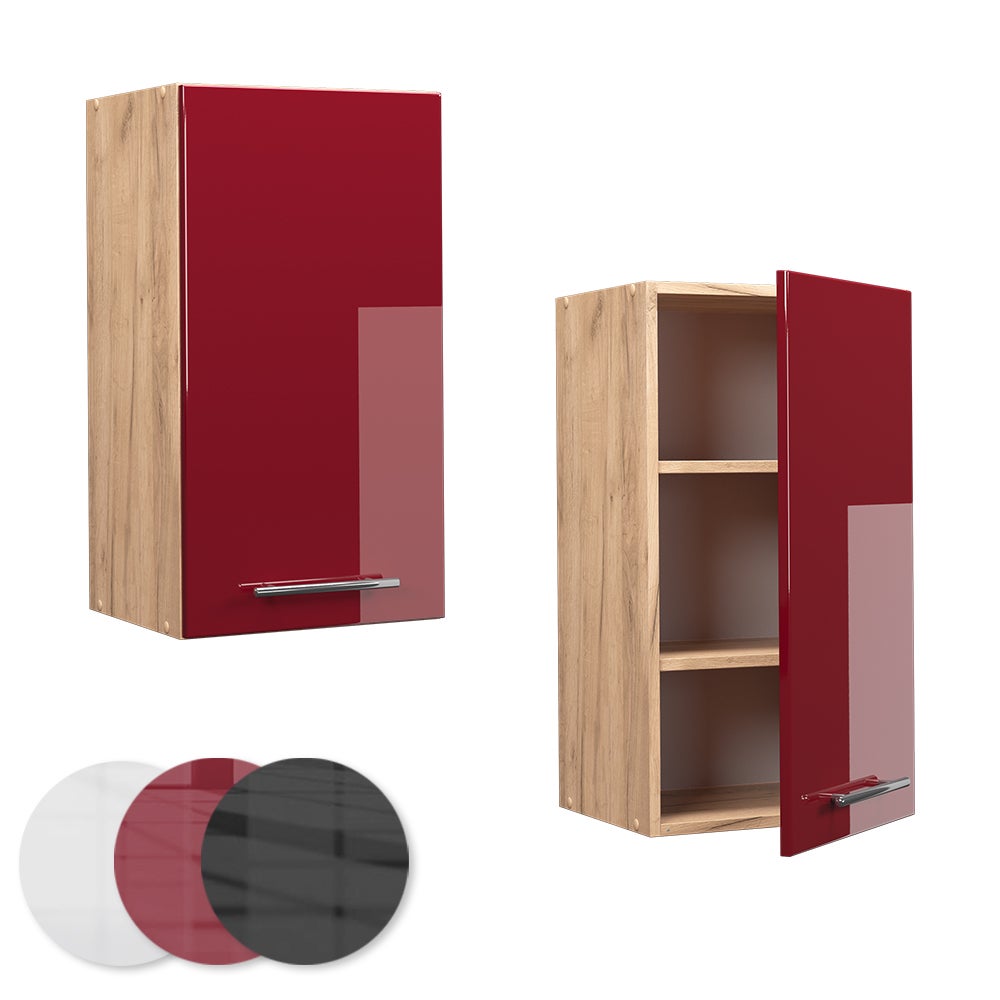 Vicco Elément haut de cuisine Fame-Line, Rouge bordeaux Haute brillance, 40cm - 5