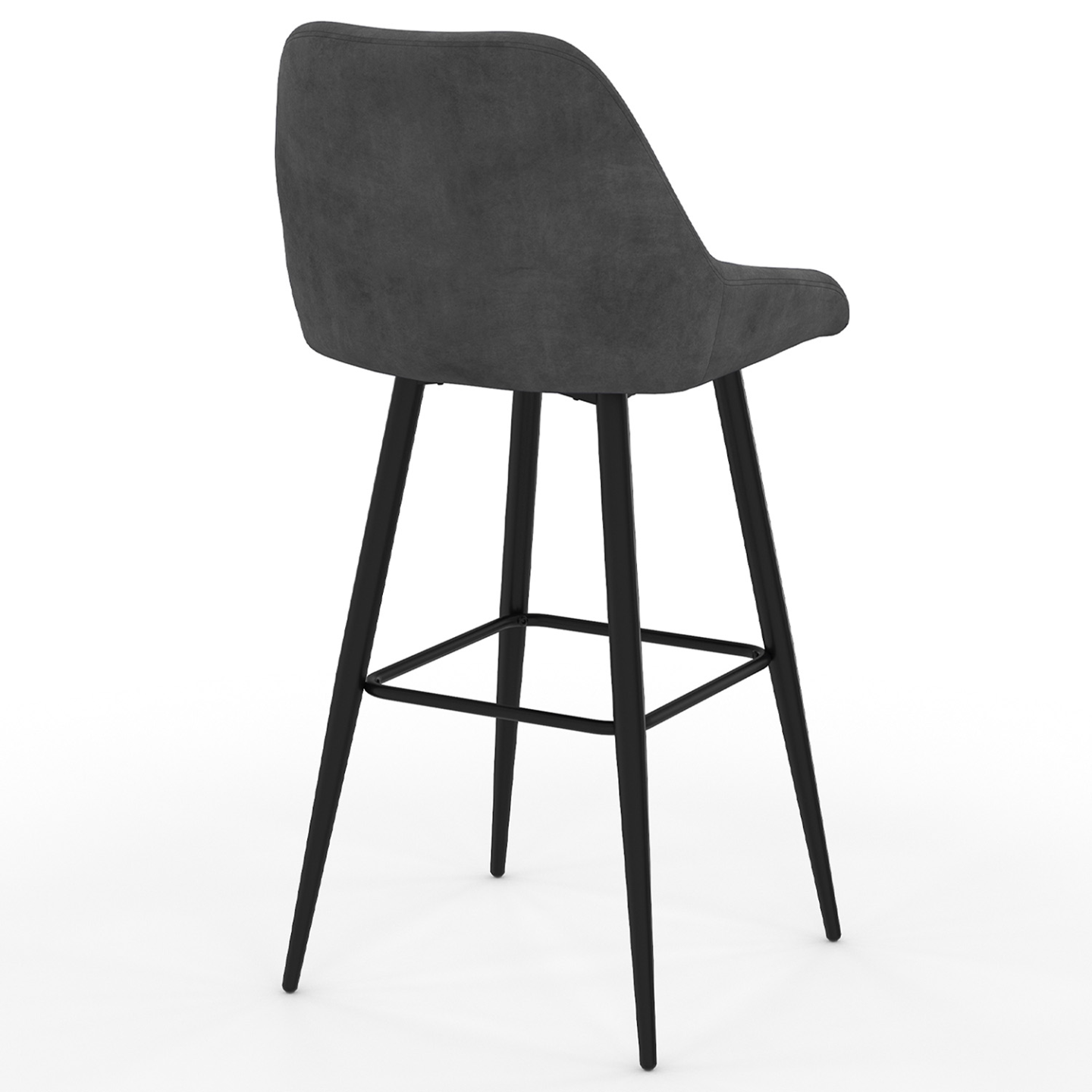 Lot de 4 tabourets de bar THALYA en velours gris foncé avec demi-accoudoirs - 4