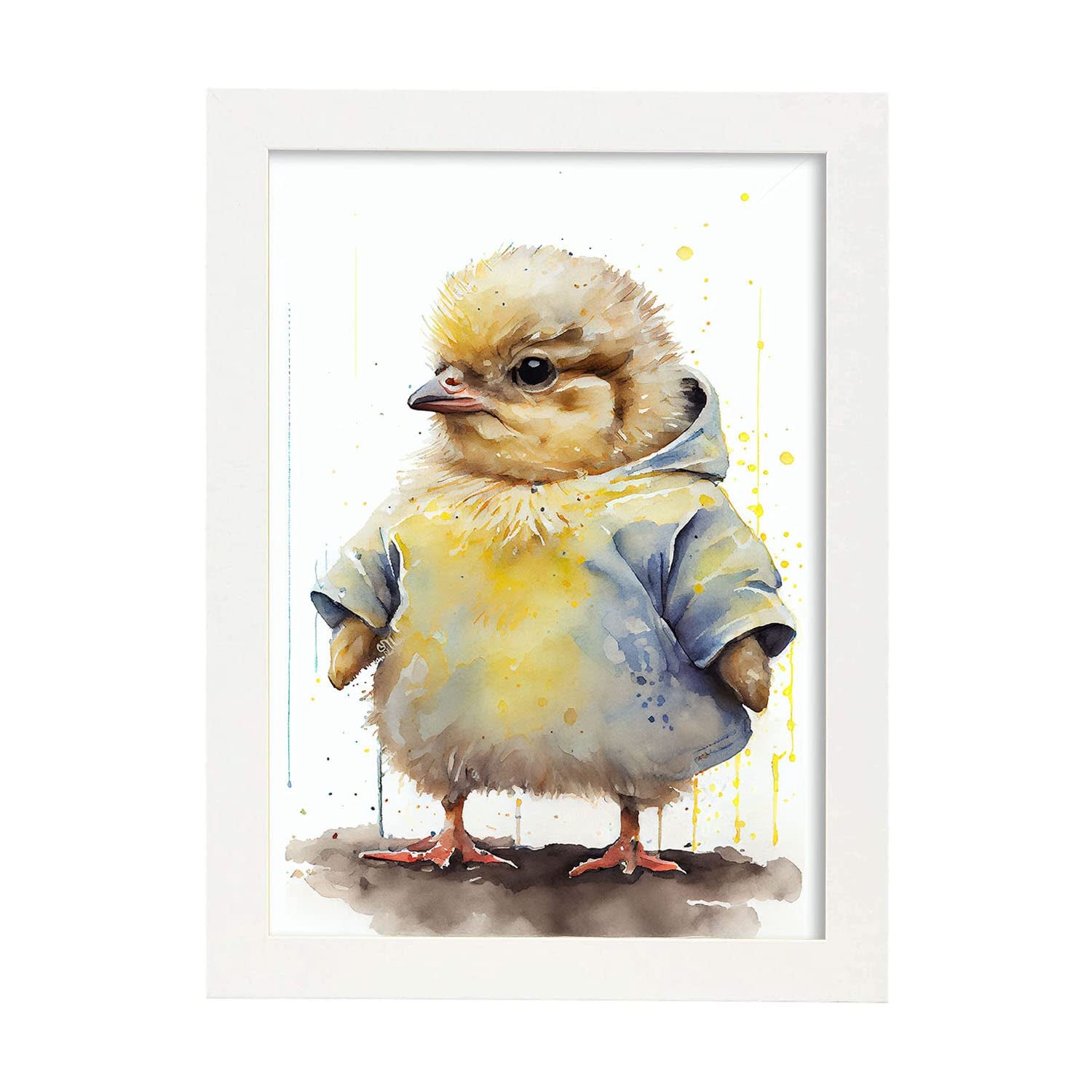 Nacnic poster de pollito en estilo acuarela ilustraciones infantiles a todo color de animalitos bebé sobre fondo blanco a3 marcos blanco