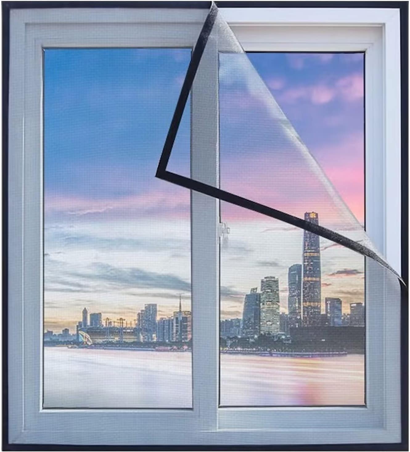 Moskitiera okienna 120x120 cm Samoprzylepna moskitiera okienna przeciw komarom bez wiercenia na balkon, salon lub okno tarasowe