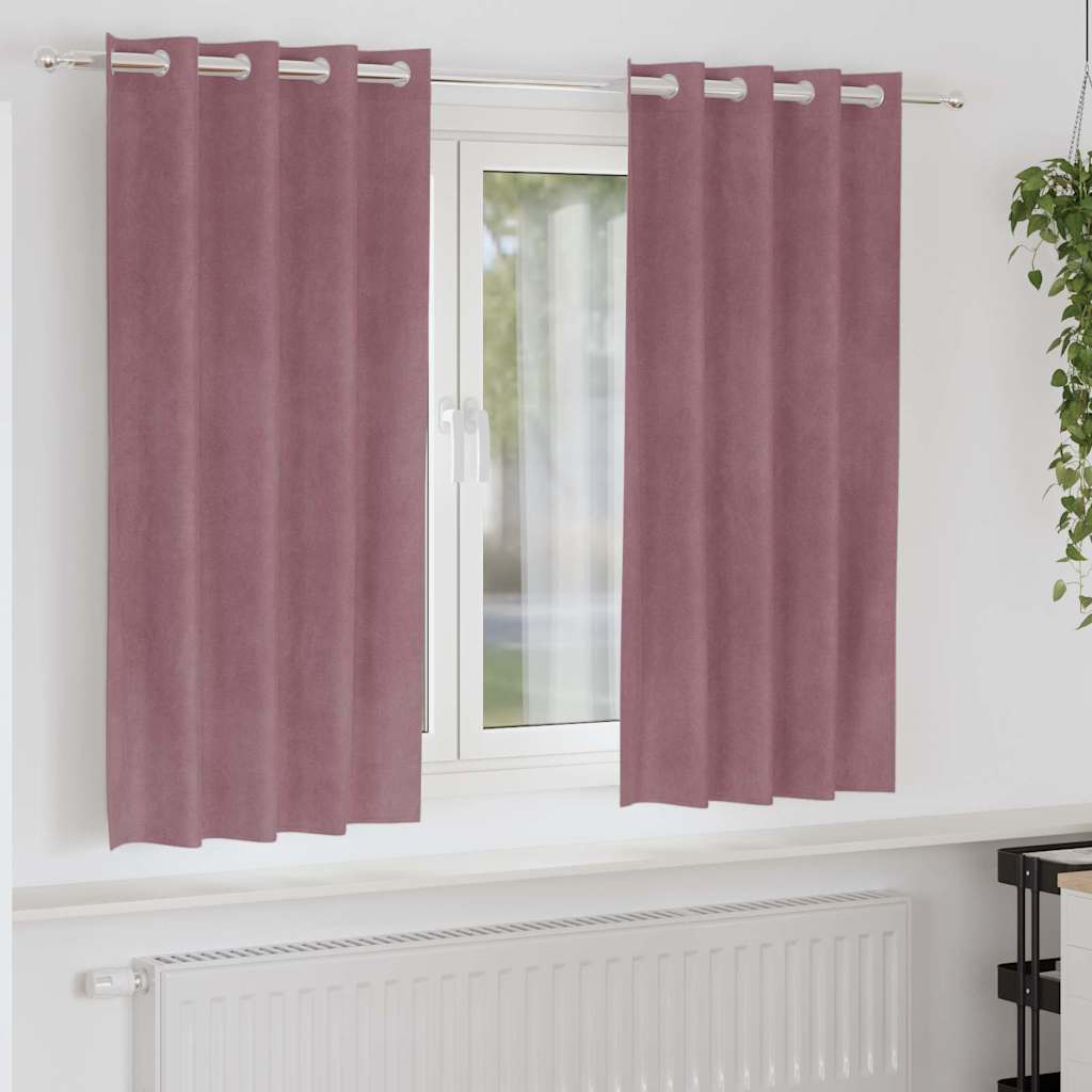 Zasłony zaciemniające 2 pcs Ciemny Róż 140 x 175 cm Aksamit vidaXL