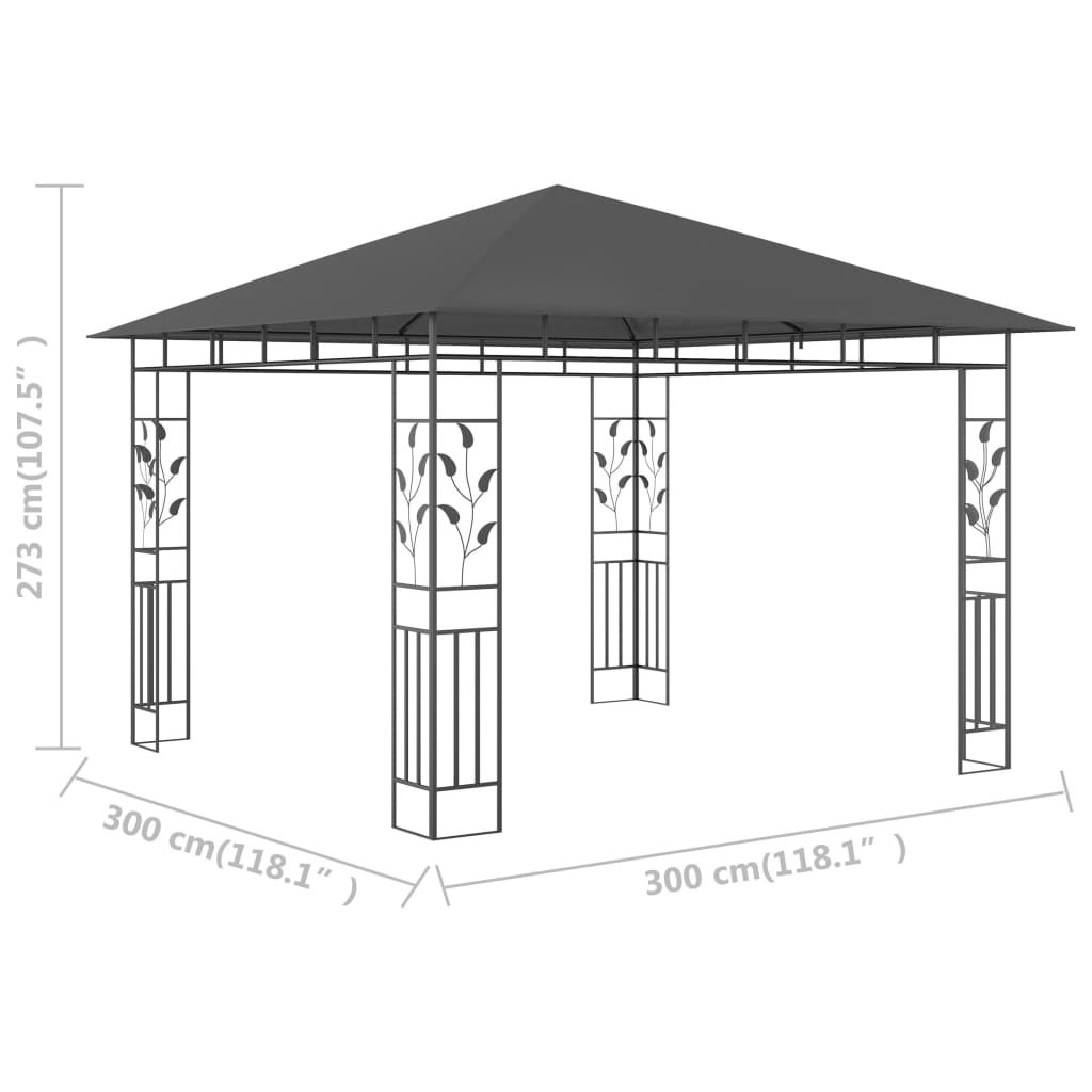Tonnelle de jardin avec moustiquaire 3x3x2,73 m Anthracite 180 g/m² CFW866586 - 6