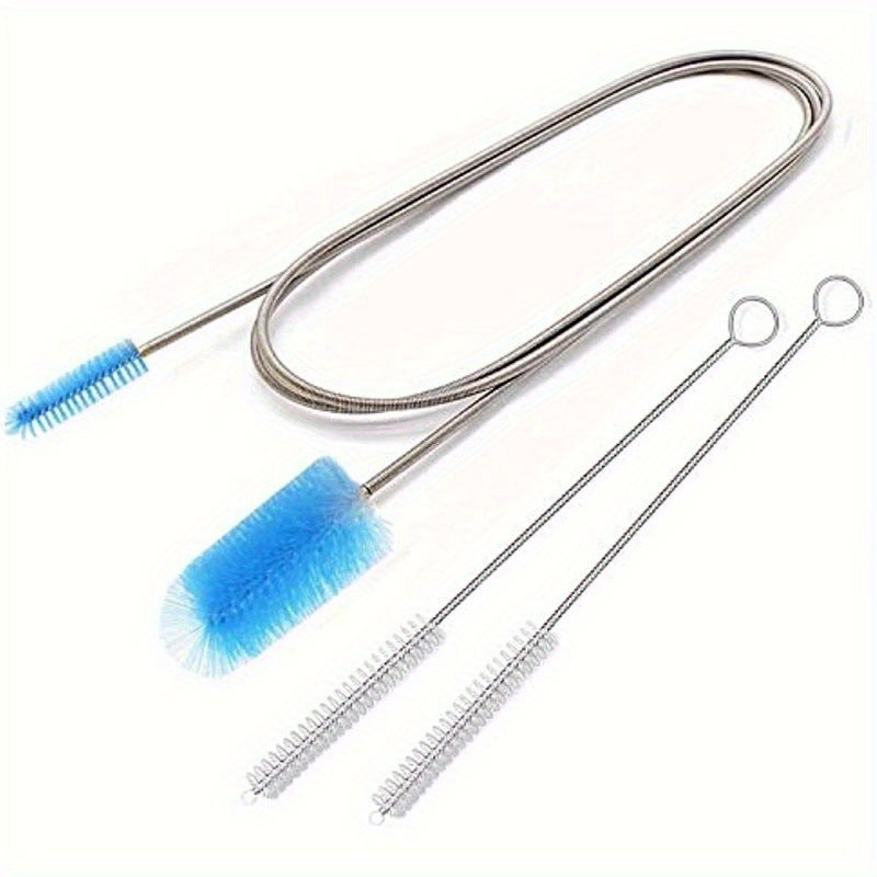 Brosse De Vidange Flexible 2m + 3 Brosses Paille 20cm - Kit Nettoyage Tuyaux Et Débouchage