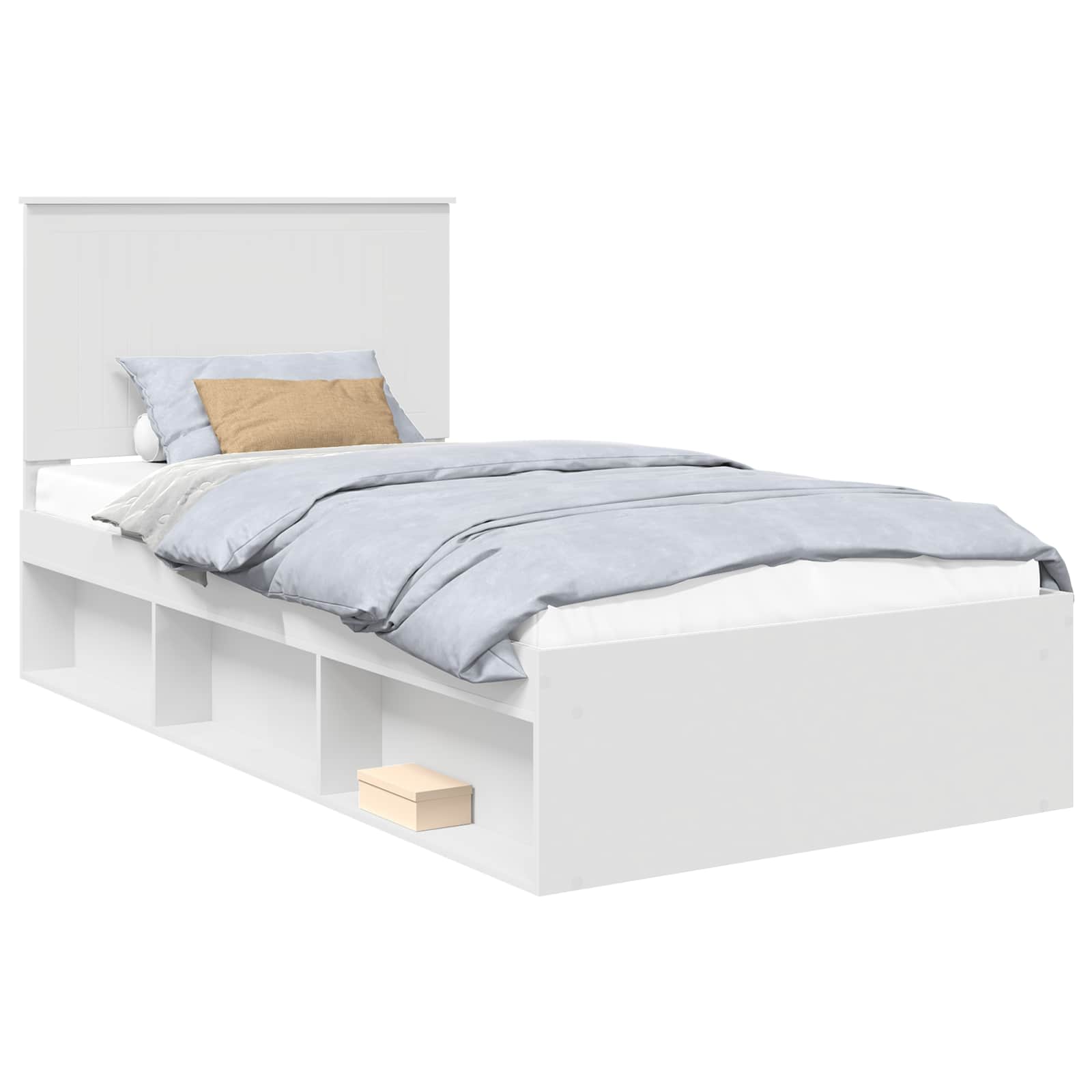 Cadre de lit en bois de pin massif blanc, pour la chambre, 100 × 200 cm - 2