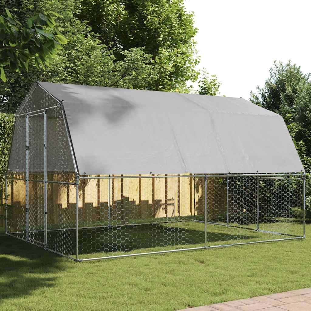 Galinheiro com telhado e porta aço galvanizado prata - COMFORTXL - 2