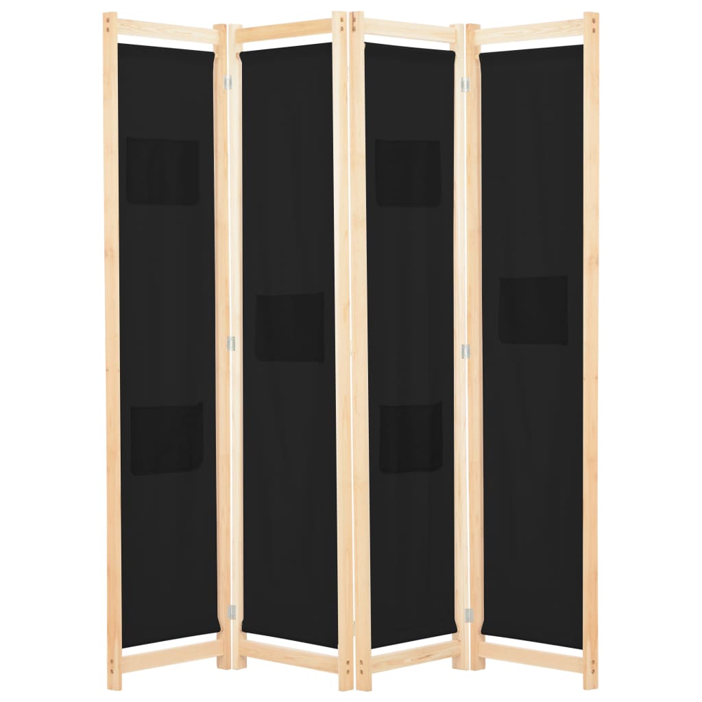Maison exclusive - biombo divisor de 4 paneles de tela negro 160x170x4 cm