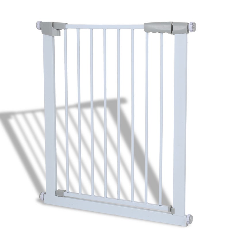Cancello Di Sicurezza Retrattile Per Bambini, Bianco, Larghezza Estensibile Fino A 140 Cm, Altezza 83 Cm, Apertura Con Una Mano