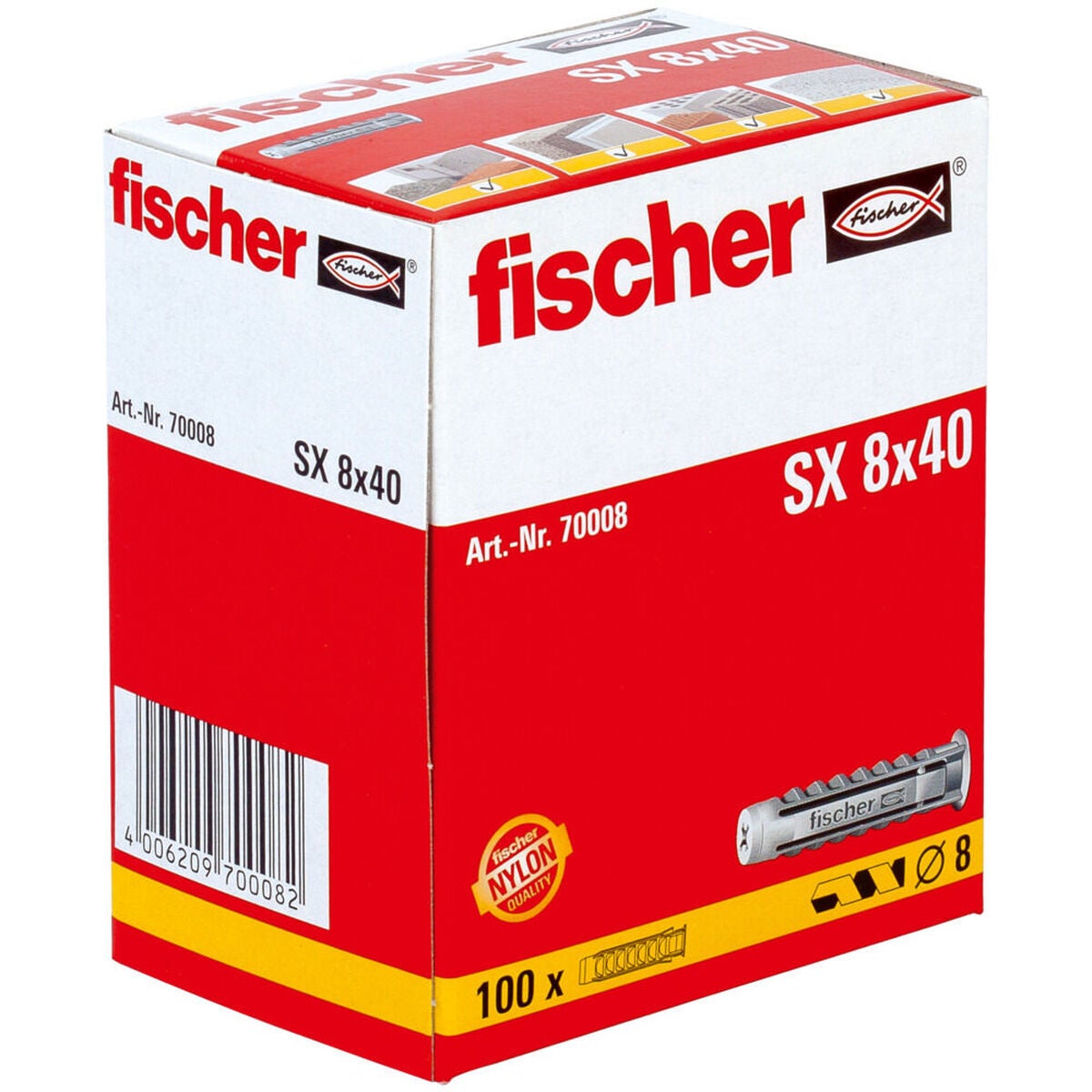 Cheville SX 8x40 FISCHER - boîte de 100 pcs n°8 - 96057 - 7