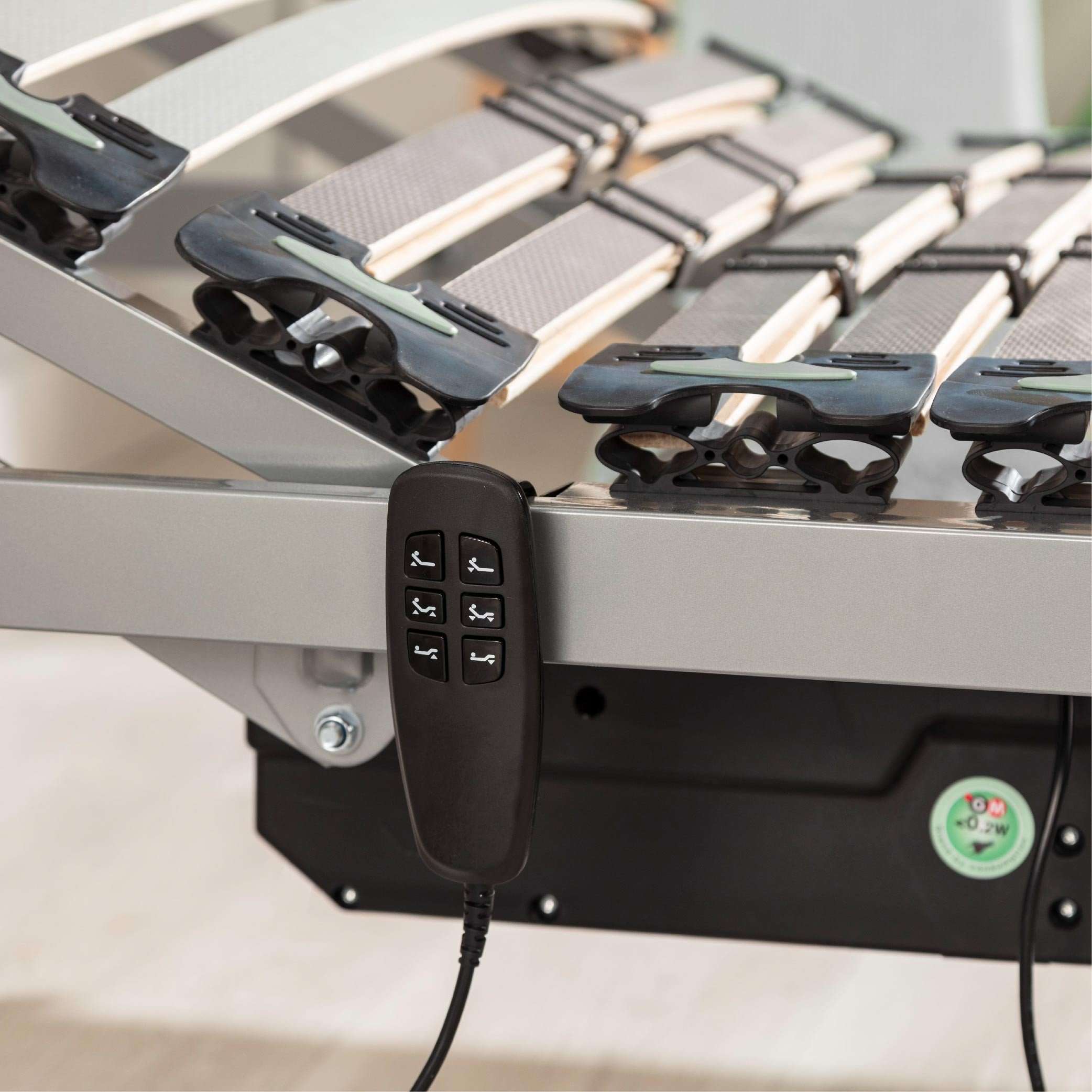 Nalui Somier articulado 90x180 cm ProCare Gris con Mando ProCare, 11 Láminas Madera de Haya de 10 cm y Estructura de Acero - 7