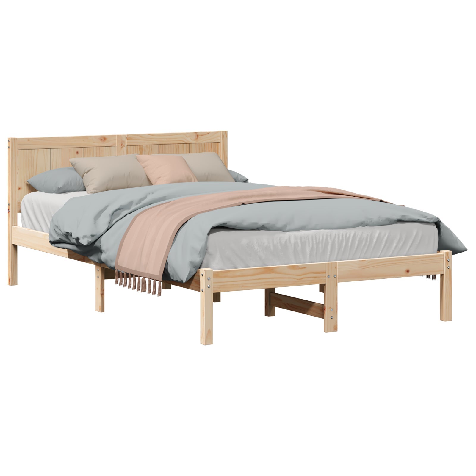 Cadre De Lit Pin Massif 90x190 Cm - Tête De Lit Intégrée, Base à Lattes Fixe - Style Moderne - VidaXL