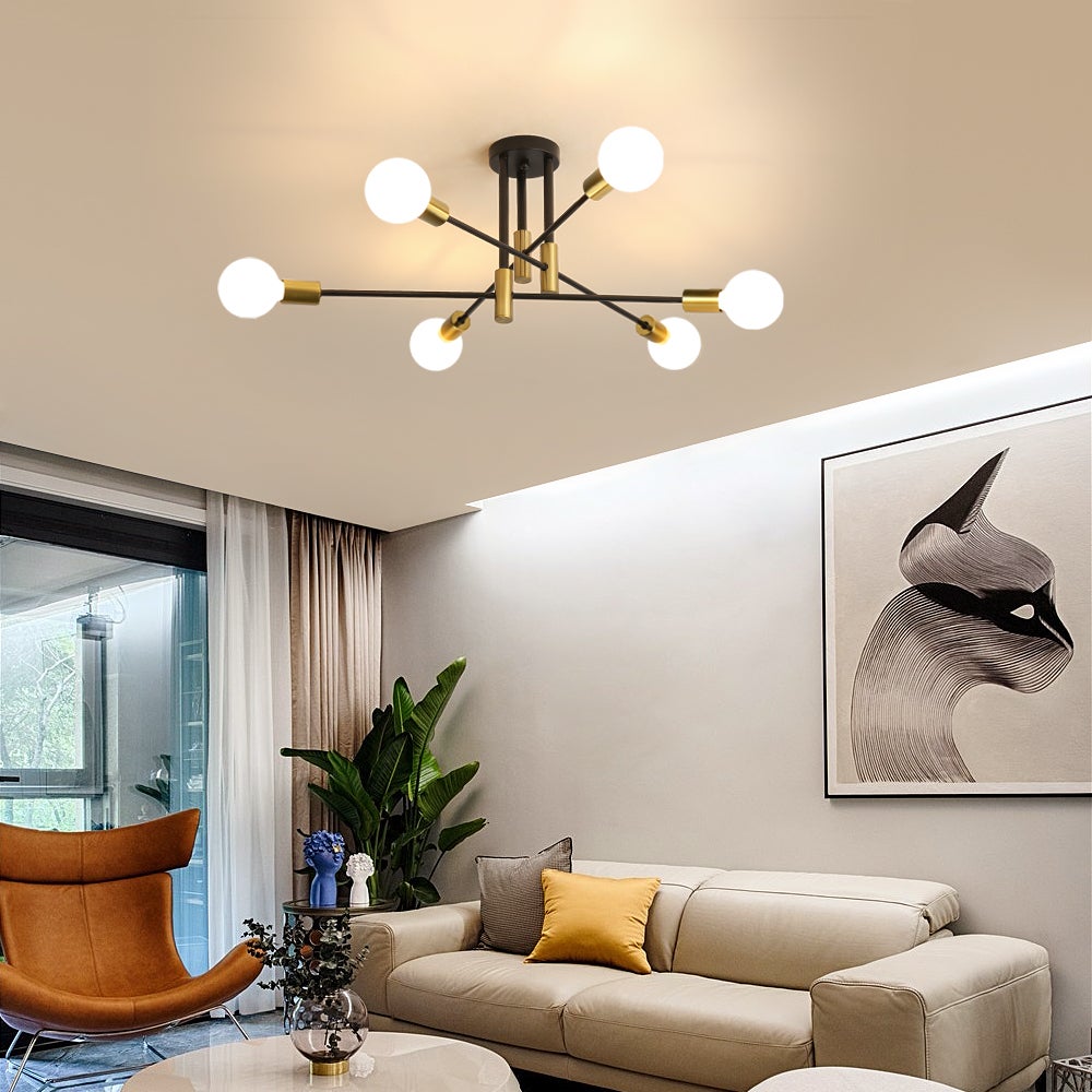 GLAMARIS Plafonnier Industriel, 6 Lumières Lustre Vintage,Moderne Suspension Luminaire en Metal E27,pour Salon Chambre Cuisine Salle À Manger Bar Café - 7