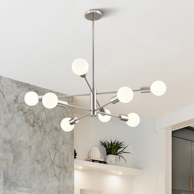 Lustre LED Design Chromé 38cm – 24W – Pour Salon Ou Cuisine, Style Industriel