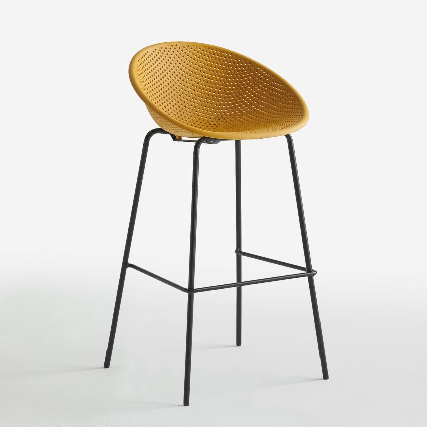 Sgabello alto design moderno per cucina bar ristorante h73cm Flaund - Giallo - 5