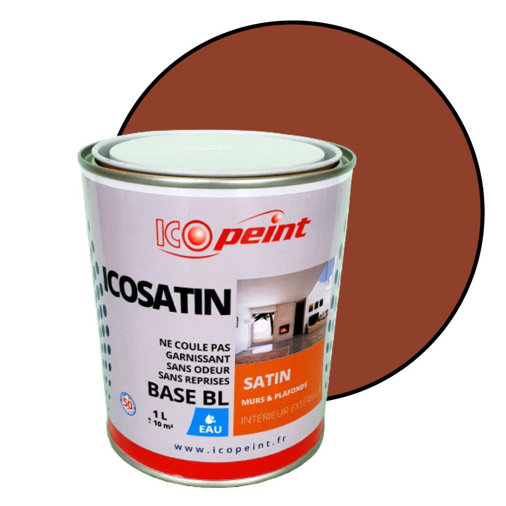 Peinture murs Acrylique Satin Lessivable 1L ICOSATIN RAL 8004 Brun — free download
