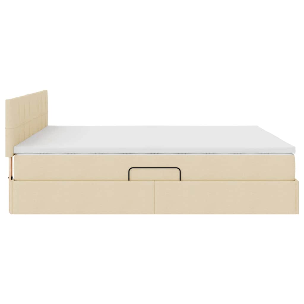Lit avec rangement et matelas crème 160 x 200 cm velours - 9