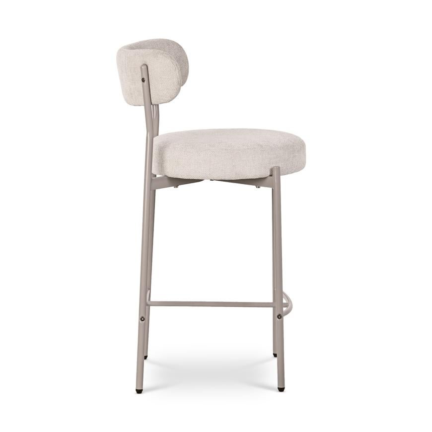 Juego de 2 taburetes de bar GABY color beige en chenilla de estilo contemporáneo - 7